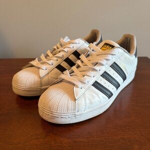 Adidas Superstar White Sneakers with Black Stripes